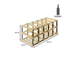 PROREGAL Modulares Weinregal Vinotega Mod Metal HxBxT 22,5 x 52,5 x 24,5 cm 5 x 2 Flaschen Massives Kiefernholz Natur* Flaschenregale