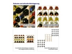 PROREGAL Modulares Weinregal Vinotega Mod HxBxT 36 x 36 x 24 cm 1 x 9 Flaschen Massives Eichenholz Natur* Flaschenregale