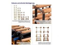 PROREGAL Modulares Weinregal Vinotega Mod Metal HxBxT 72,5 x 72,5 x 24,5 cm 7 x 7 Flaschen Massives Kiefernholz Natur* Flaschenregale