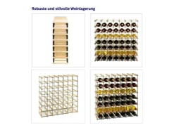 PROREGAL Modulares Weinregal Vinotega Mod Metal HxBxT 72,5 x 72,5 x 24,5 cm 7 x 7 Flaschen Massives Kiefernholz Natur* Flaschenregale