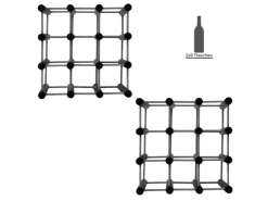 PROREGAL Modulares Weinregal Vinotega Mod HxBxT 36 x 36 x 24 cm 2 x 9 Flaschen Massives Kiefernholz Grau Geölt