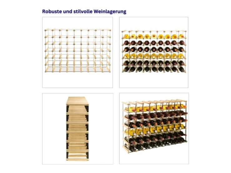 PROREGAL Modulares Weinregal Vinotega Mod Metal HxBxT 62,5 x 92,5 x 24,5 cm 9 x 6 Flaschen Massives Kiefernholz Natur* Flaschenregale