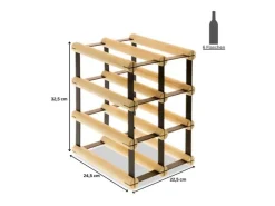 PROREGAL Modulares Weinregal Vinotega Mod Metal HxBxT 32,5 x 22,5 x 24,5 cm 2 x 3 Flaschen Massives Kiefernholz Natur* Flaschenregale