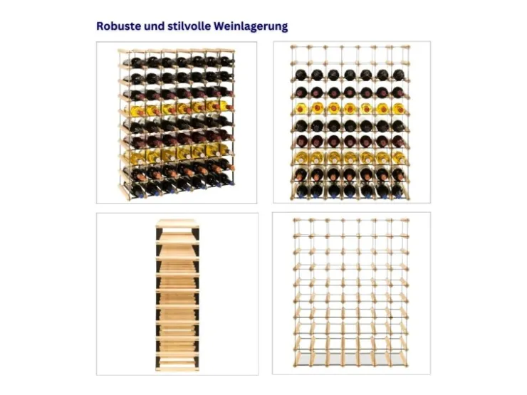PROREGAL Modulares Weinregal Vinotega Mod Metal HxBxT 92,5 x 72,5 x 24,5 cm 7 x 9 Flaschen Massives Kiefernholz Natur