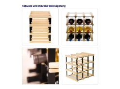 PROREGAL Modulares Weinregal Vinotega Mod Metal HxBxT 32,5 x 32,5 x 24,5 cm 3 x 3 Flaschen Massives Kiefernholz Natur
