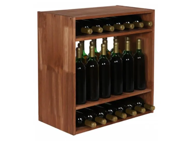 PROREGAL Modulares Weinregal Vincellar Mod HxBxT 60 x 60 x 30 cm Standflaschen Modul Für 32 Flaschen Massives Kiefernholz Geölt* Flaschenregale