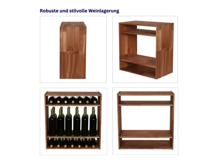 PROREGAL Modulares Weinregal Vincellar Mod HxBxT 60 x 60 x 30 cm Standflaschen Modul Für 32 Flaschen Massives Kiefernholz Geölt* Flaschenregale