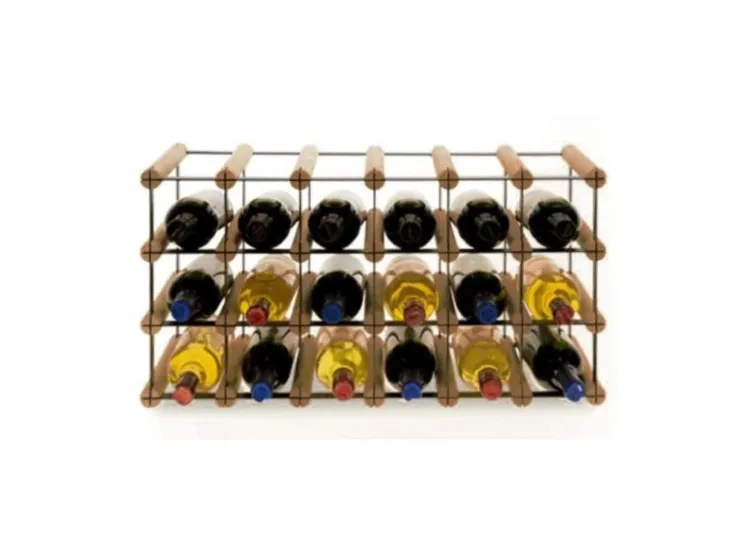 PROREGAL Modulares Weinregal Vinotega Mod Metal HxBxT 32,5 x 62,5 x 24,5 cm 6 x 3 Flaschen Massives Kiefernholz Geölt