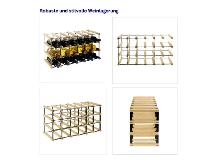 PROREGAL Modulares Weinregal Vinotega Mod Metal HxBxT 32,5 x 62,5 x 24,5 cm 6 x 3 Flaschen Massives Kiefernholz Geölt