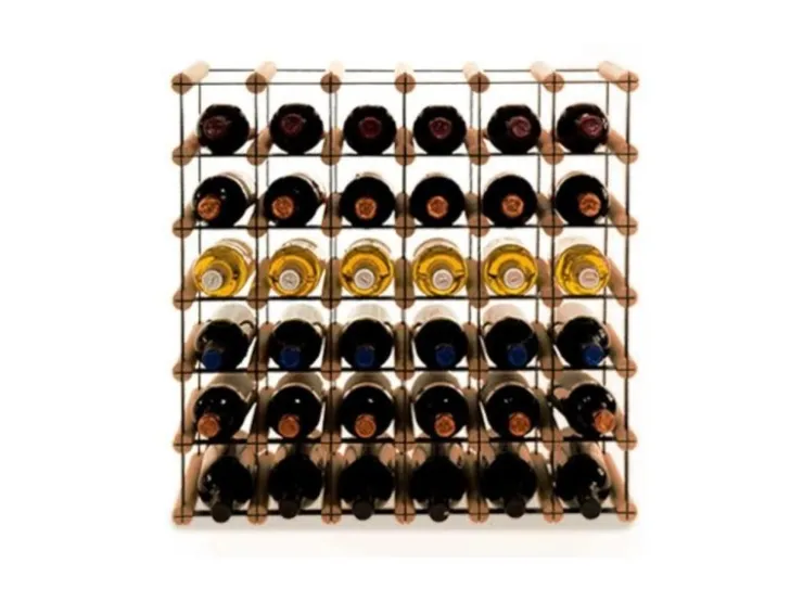 PROREGAL Modulares Weinregal Vinotega Mod Metal HxBxT 62,5 x 62,5 x 24,5 cm 6 x 6 Flaschen Massives Kiefernholz Geölt