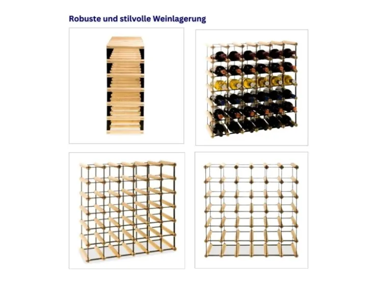 PROREGAL Modulares Weinregal Vinotega Mod Metal HxBxT 62,5 x 62,5 x 24,5 cm 6 x 6 Flaschen Massives Kiefernholz Geölt
