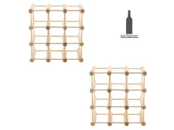 PROREGAL Modulares Weinregal Vinotega Mod HxBxT 36 x 36 x 24 cm 2 x 9 Flaschen Massives Eichenholz Geölt