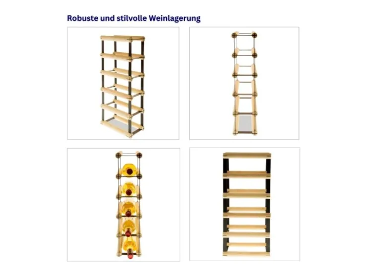 PROREGAL Modulares Weinregal Vinotega Mod Metal HxBxT 52,5 x 12,5 x 24,5 cm 1 x 5 Flaschen Massives Kiefernholz Geölt