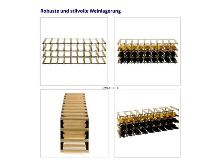 PROREGAL Modulares Weinregal Vinotega Mod Metal HxBxT 32,5 x 92,5 x 24,5 cm 9 x 3 Flaschen Massives Kiefernholz Natur
