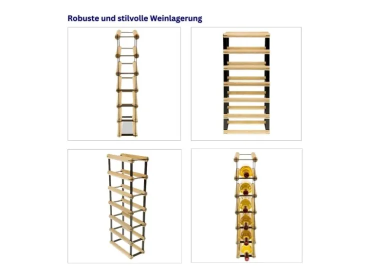 PROREGAL Modulares Weinregal Vinotega Mod Metal HxBxT 62,5 x 12,5 x 24,5 cm 1 x 6 Flaschen Massives Kiefernholz Geölt