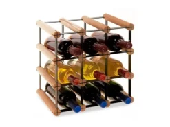 PROREGAL Modulares Weinregal Vinotega Mod Metal HxBxT 32,5 x 32,5 x 24,5 cm 3 x 3 Flaschen Massives Kiefernholz Geölt