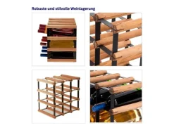 PROREGAL Modulares Weinregal Vinotega Mod Metal HxBxT 32,5 x 32,5 x 24,5 cm 3 x 3 Flaschen Massives Kiefernholz Geölt