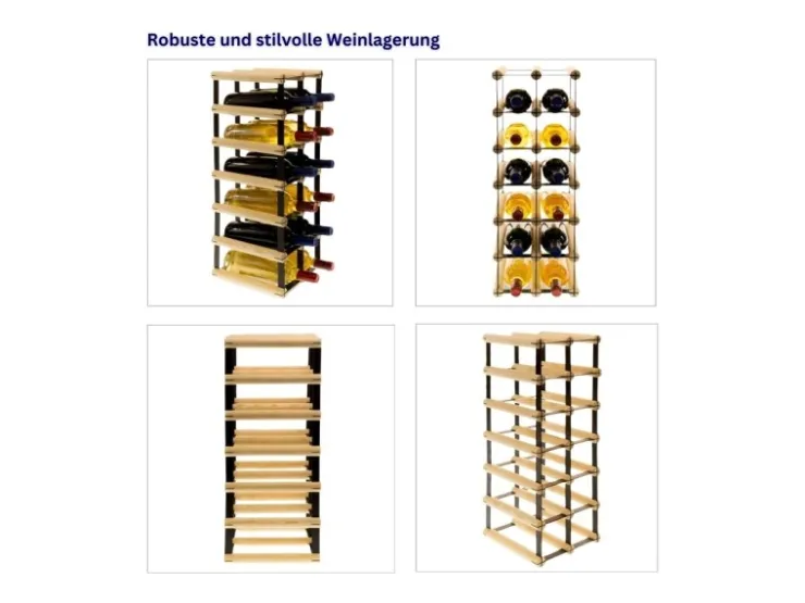 PROREGAL Modulares Weinregal Vinotega Mod Metal HxBxT 62,5 x 22,5 x 24,5 cm 2 x 6 Flaschen Massives Kiefernholz Natur* Flaschenregale