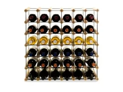 PROREGAL Modulares Weinregal Vinotega Mod Metal HxBxT 52,5 x 62,5 x 24,5 cm 6 x 5 Flaschen Massives Kiefernholz Natur* Flaschenregale