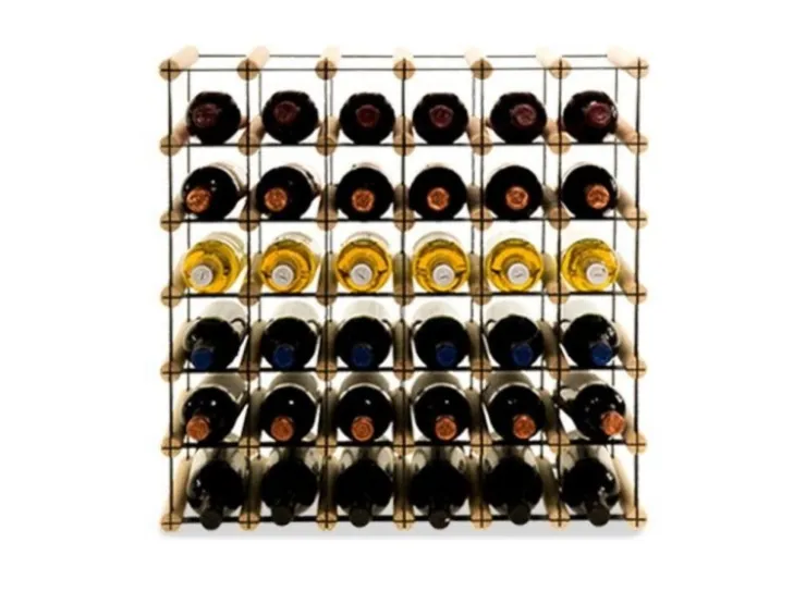PROREGAL Modulares Weinregal Vinotega Mod Metal HxBxT 52,5 x 62,5 x 24,5 cm 6 x 5 Flaschen Massives Kiefernholz Natur* Flaschenregale