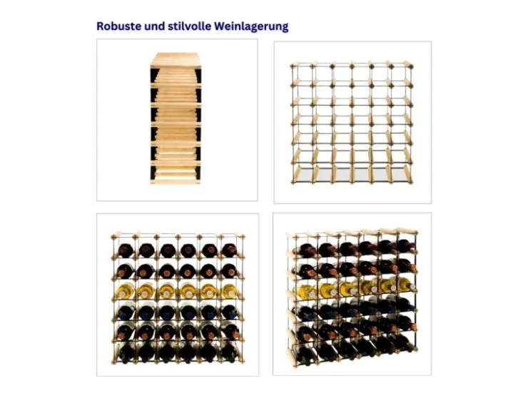 PROREGAL Modulares Weinregal Vinotega Mod Metal HxBxT 52,5 x 62,5 x 24,5 cm 6 x 5 Flaschen Massives Kiefernholz Natur* Flaschenregale