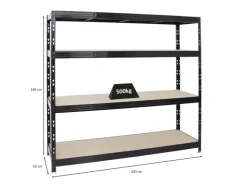 PROREGAL Profi Schwerlastregal Rhino HxBxT 180 x 200 x 60 cm 4 Spanplatten-Ebenen 8mm Fachlast 500 kg
