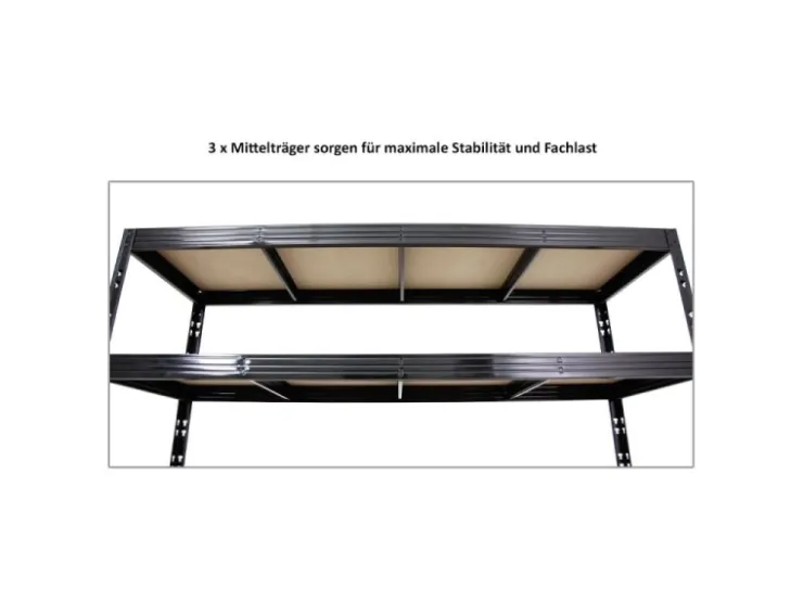 PROREGAL Profi Schwerlastregal Rhino HxBxT 180 x 200 x 60 cm 4 Spanplatten-Ebenen 8mm Fachlast 500 kg