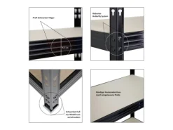 PROREGAL Profi Schwerlastregal Rhino HxBxT 180 x 200 x 60 cm 4 Spanplatten-Ebenen 8mm Fachlast 500 kg