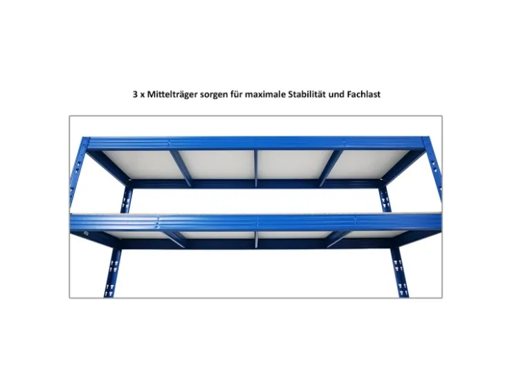 PROREGAL Profi Schwerlastregal Rhino HxBxT 180 x 200 x 60 cm 5 Spanplatten-Ebenen 8mm Fachlast 500 kg