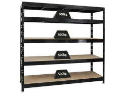 PROREGAL Profi Schwerlastregal Rhino HxBxT 180 x 200 x 60 cm 5 Spanplatten-Ebenen 8mm Fachlast 500 kg