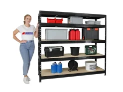 PROREGAL Profi Schwerlastregal Rhino HxBxT 180 x 200 x 60 cm 5 Spanplatten-Ebenen 8mm Fachlast 500 kg