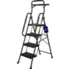 PROREGAL Profi-Trittleiter Klappbar Mit Handbügel Und Werkzeugablage 4 Stufen 160x51x87cm Traglast 150kg Stahl Schwarz Klappleiter Haushaltsleiter* Leitern