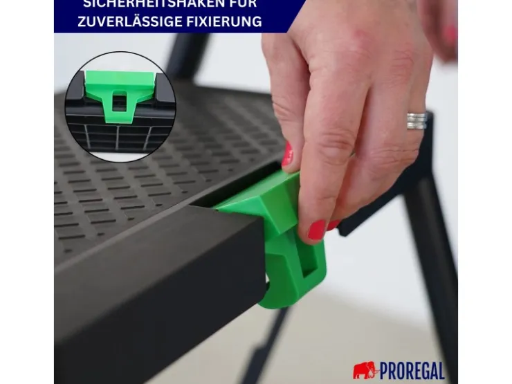 PROREGAL Profi-Trittleiter Klappbar Mit Handbügel Und Werkzeugablage 4 Stufen 160x51x87cm Traglast 150kg Stahl Schwarz Klappleiter Haushaltsleiter* Leitern