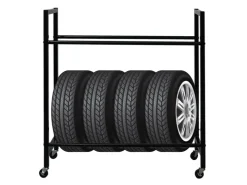 PROREGAL Reifenregal CARERRA Auf Rollen HxBxT 115 x 111 x 40 cm Bis Zu 8 Reifen Auf 2 Ebenen Schwarz