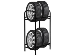 PROREGAL Reifenregal CARRERO HxBxT 104 x 55 x 40 cm Bis Zu 4 Reifen Auf 2 Ebenen Schwarz* Regale Schwarz