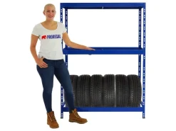 PROREGAL Reifenregal Tiger HxBxT 180 x 120 x 40 cm Bis Zu 6 Reifen Auf 1 Ebene + 3 Ablagen* Regale Schwarz