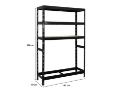 PROREGAL Reifenregal Tiger HxBxT 180 x 120 x 40 cm Bis Zu 6 Reifen Auf 1 Ebene + 3 Ablagen* Regale Schwarz