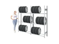 PROREGAL Reifenregal Tire Pro Made In Germany HxBxT 200 x 200 x 43 cm 3 Ebenen 150 kg Fachlast Bis Zu 10 Reifen Pro Ebene Verzinkt* Kellerregale