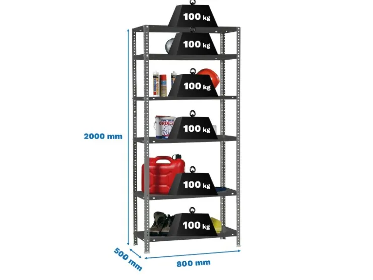 PROREGAL Schraubregal Panda Tall HxBxT 200 x 80 x 50 cm 6 Fachböden Fachlast 100 kg Anthrazit* Kellerregale|Metallregale