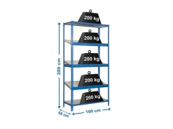 PROREGAL Schrägbodenregal Dowa Stecksystem HxBxT 200 x 100 x 50 cm Fachlast 200 kg Blau
