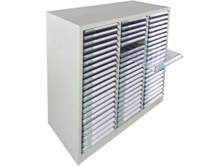 PROREGAL Schubladencontainer Kobra mit 63 Schubladen HxBxT 88 x 80 x 35 cm Lichtgrau