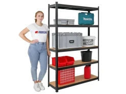 PROREGAL Schwerlastregal Ragnar für Gesamtlast 875 kg HxBxT 180 x 120 x 40 cm Kellerregal Steckregal Garagenregal Lagerregal* Metallregale|Regale Schwarz