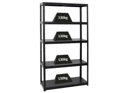 PROREGAL Schwerlastregal Steel Eagle HxBxT 180 x 100 x 40 cm Fachlast 130 kg* Regale Schwarz|Schwerlastregal