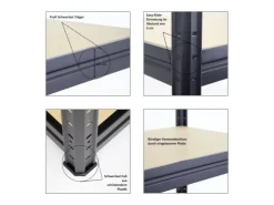 PROREGAL Schwerlastregal Dino 180x240x60 cm Fachlast 450kg Schwarz