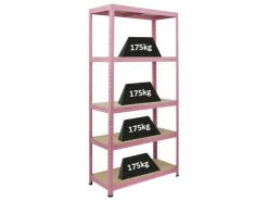 PROREGAL Schwerlastregal PINK LADY HxBxT 180x90x40cm Fachlast 175kg 5 Ebenen Pink Kellerregal Steckregal Garagenregal Lagerregal* Kellerregale|Schwerlastregal