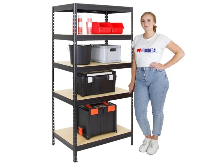 PROREGAL Schwerlastregal Rivet HxBxT 180 x 90 x 60 cm Fachlast 250 kg Innovatives Stecksystem* Kellerregale|Schwerlastregal