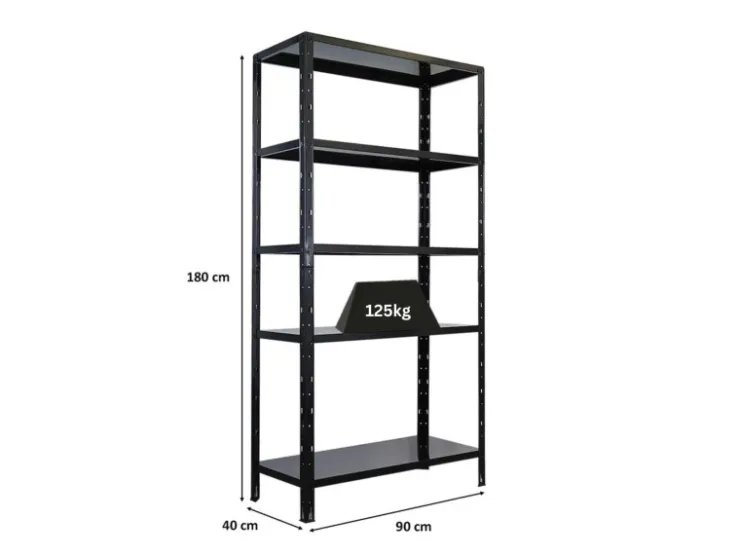 PROREGAL Schwerlastregal Ares HxBxT 180x90x40cm 5 Stahlplatten-Ebenen Fachlast 125 kg