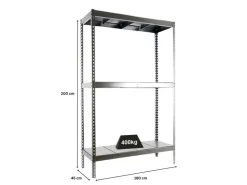 PROREGAL Schwerlastregal Big Metal Yeti Three HxBxT 200 x 180 x 45 cm Fachlast 400 kg Verzinkt* Metallregale