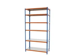 PROREGAL Schwerlastregal Giant Metal Shark HxBxT 250 x 80 x 50 cm Fachlast 180 kg Blau-Orange