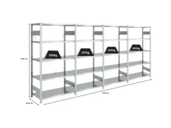 PROREGAL Schwerlastregal Silver Mamba Made In Germany  HxBxT 200 x 400 x 50 cm 5 Ebenen Je 150 kg Fachlast  Verzinkt* Schwerlastregal
